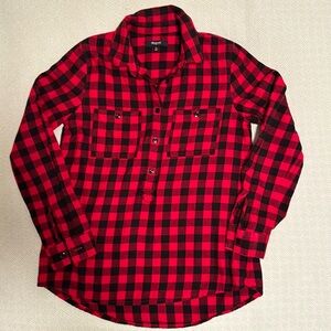 Madewell XS red/black flannel button down